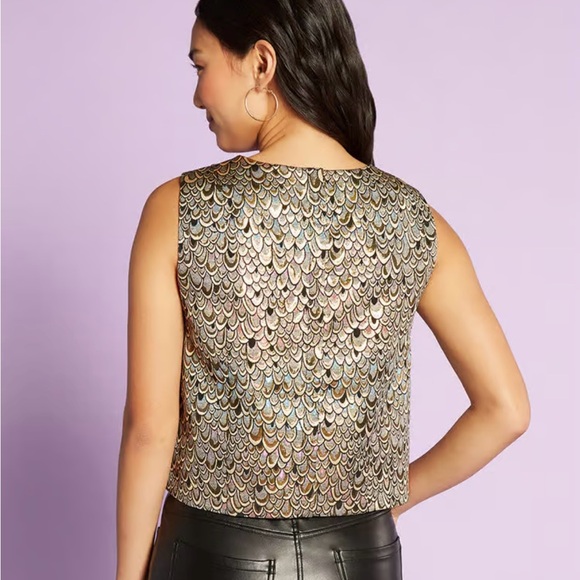 Flock To The Stage Crop Tank Top ModCloth Crop Top; metallic top medium NWT - Picture 2 of 10